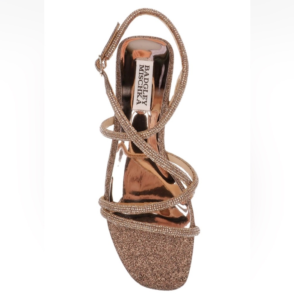 Badgley Mischka Ivie Strappy Flat Sandals Bronze Size 7 Retails $198 Formal Open